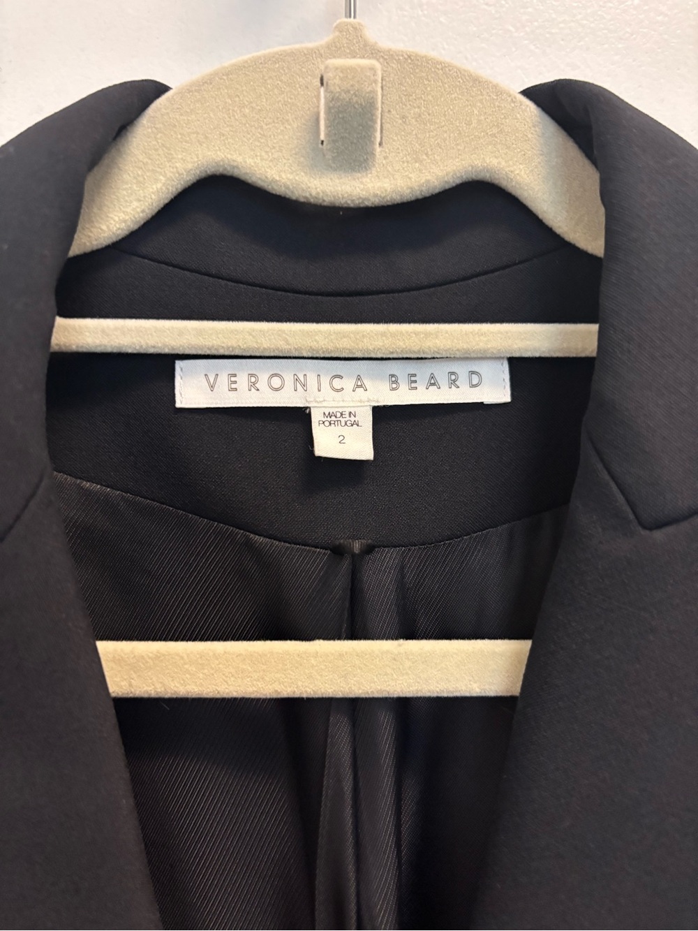 Veronica Beard Black Blazer with Olive Sleeve Banding - Picture 3 of 6